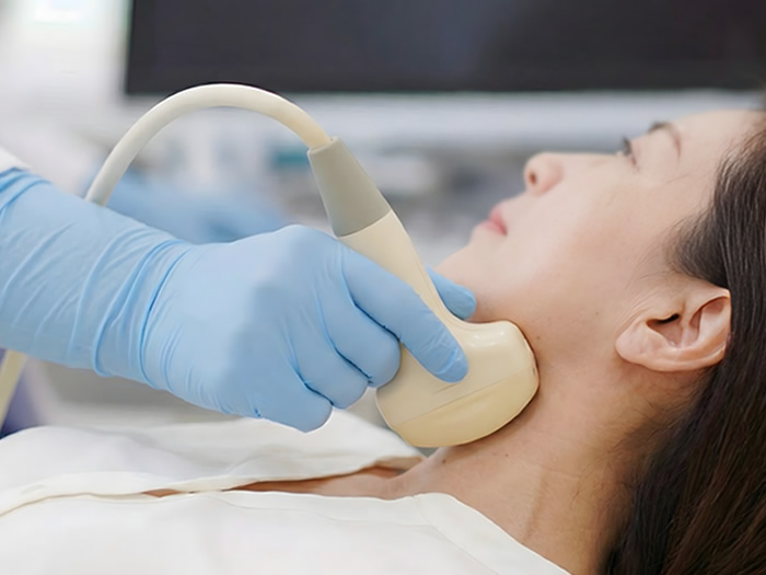 頸部（首）の超音波検査の様子